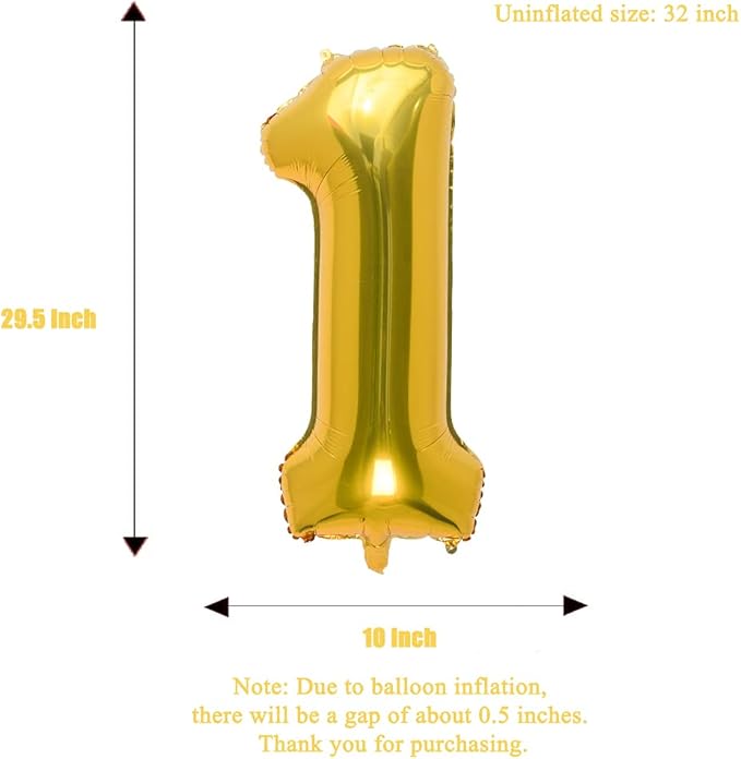 32 Inch Gold Number 1 Balloons Foil Ballon Digital Birthday Party Decoration Supplies (Gold Number 1 Balloon)