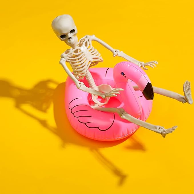 WODMAZ 5 Packs Halloween Skeletons, 16" Halloween Full Body Skeleton with Posable Joints for Haunted House Graveyard Props Decor