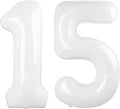 40 Inch White Number 15 Digital Balloon,Jumbo Mylar Foil Helium Balloon for 15 Balloons for Birthday Party,Wedding Anniversary Party Decorations