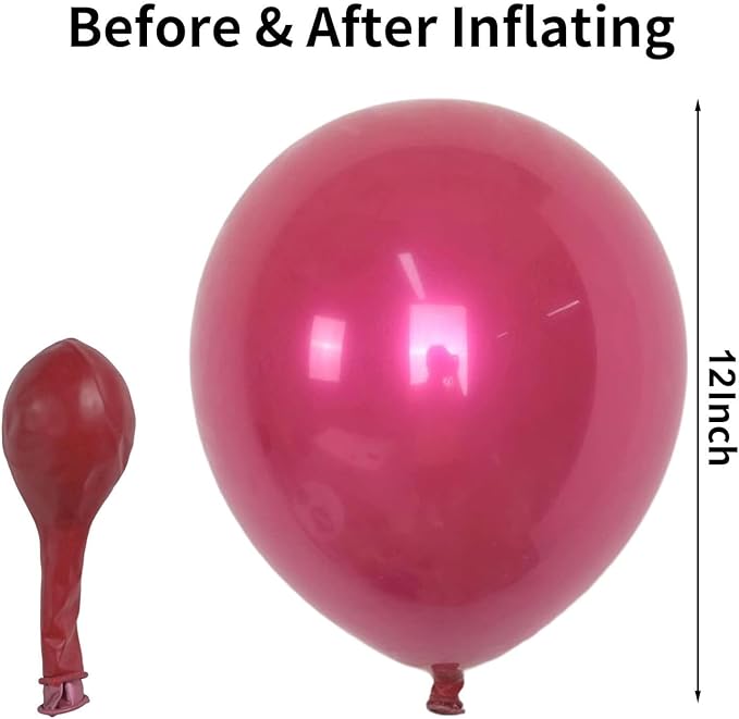 Metallic Hot Pink Balloons 12 Inch, Double Stuffed Chrome Magenta Balloons, Shiny Thick Metallic Chrome Hot Pink Latex Helium Balloon for Girls Women Birthday Wedding Party Decoration Supplies