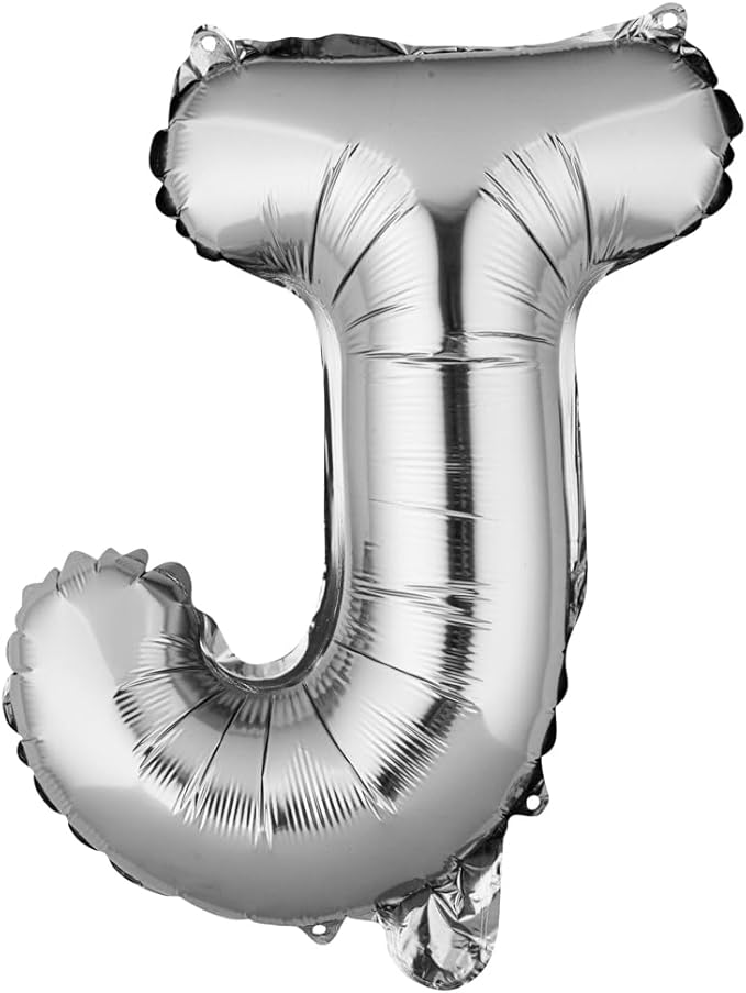 Restaurantware-Balloonify 16 Inch Letter Balloon, 1 Alphabet Party Balloon - Letter J, Self-Sealing, Silver Foil Mylar Finish, Hanging Loop, Decoration For Birthday, Wedding, Or Graduation