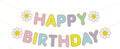 MEETINGU Daisy Flower Happy Birthday Banner,Multi Color Happy Birthday Banner,Daisy Party Decorations, Daisy Themed Birthday Banner for Girls Boys Women Kids, Daisy Birthday Party Decorations