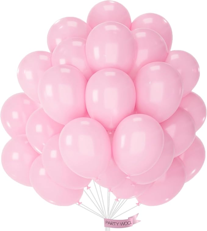 PartyWoo Light Pink Balloons 101pcs 12 Inch Pastel Pale Baby Pink Balloons for Baby Shower Gender Reveal Wedding Princess Butterfly Bachelorette Bridal Shower Birthday Party Decorations Pink-Y48