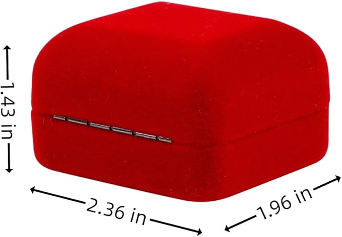 Velvet Metal Glossy with LED Jewelry Gift Box for Proposal, Engagement, Wedding - Easy to fit into Your Pocket or Handbag - Red