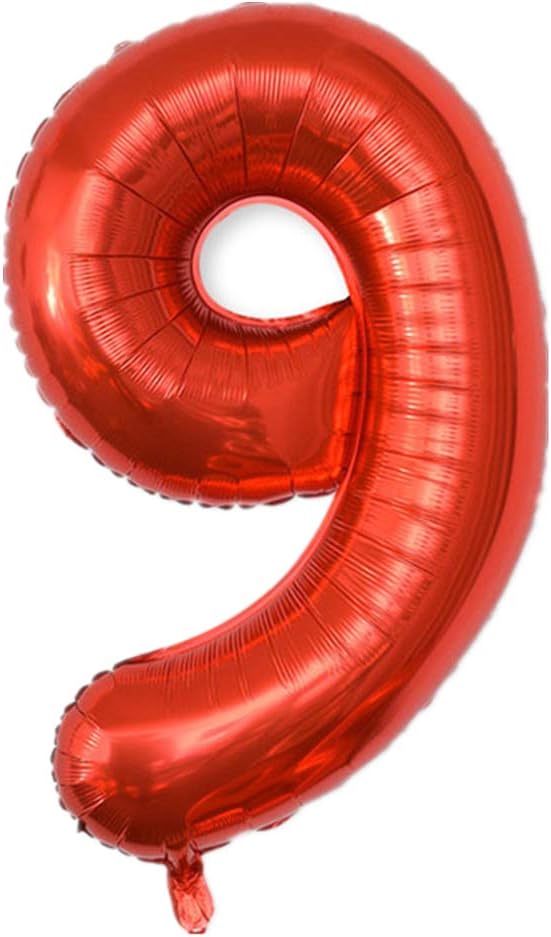 YPSelected 32 Inch Large Foil Helium Number Balloon Birthday Wedding Party 0-9 (Red, 9)
