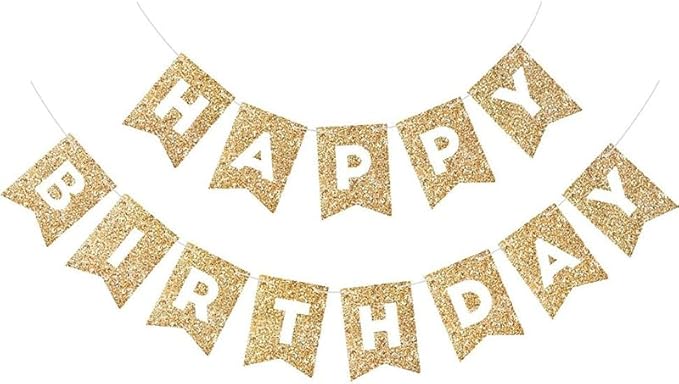 ZHENGYE Happy Birthday Banner - Gold Birthday Banner Theme Party Decorations for Kids