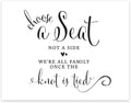 Andaz Press Wedding Party Signs, Formal Black and White, 8.5-inch x 11-inch, Choose a Seat, Not a Side, We're all Family Once the Knot is Tied, 1-Pack