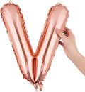 Restaurantware-Balloonify 16 Inch Letter Balloon, 1 Alphabet Party Balloon - Letter V, Self-Sealing, Rose Gold Foil Mylar Finish, Hanging Loop, Decoration For Birthday, Wedding, Or Graduation