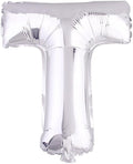 Glanzzeit 16 Inch Silver Foil Balloons Letters A to Z Numbers 0 to 9 for Prom Wedding Birthday Party Decor (Letter T)