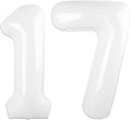 40 Inch White Number 17 Digital Balloon,Jumbo Mylar Foil Helium Balloon for 17 Balloons for Birthday Party,Wedding Anniversary Party Decorations