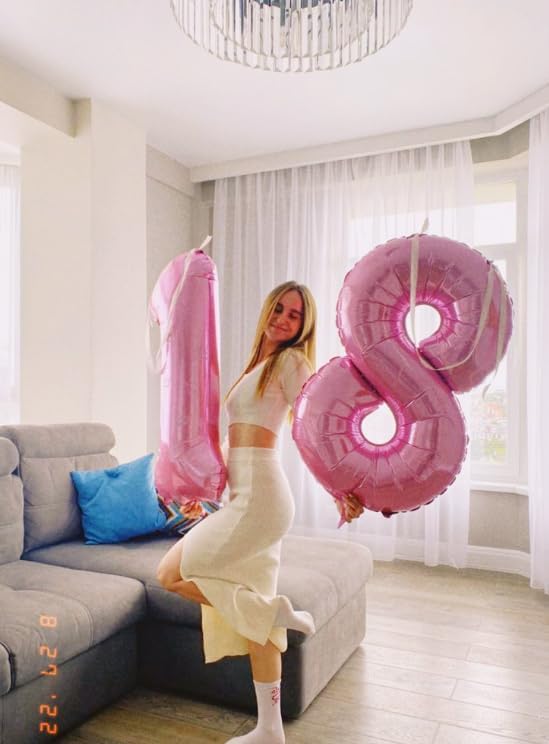 Pink 1 Number Balloon 40 inch, Number 1 Birthday Balloon for Boy Girl, Pink Foil One Balloon for 1st 10 11 12 16 18 Birthday Party, Anniversary Celebration Number Balloons Decorations