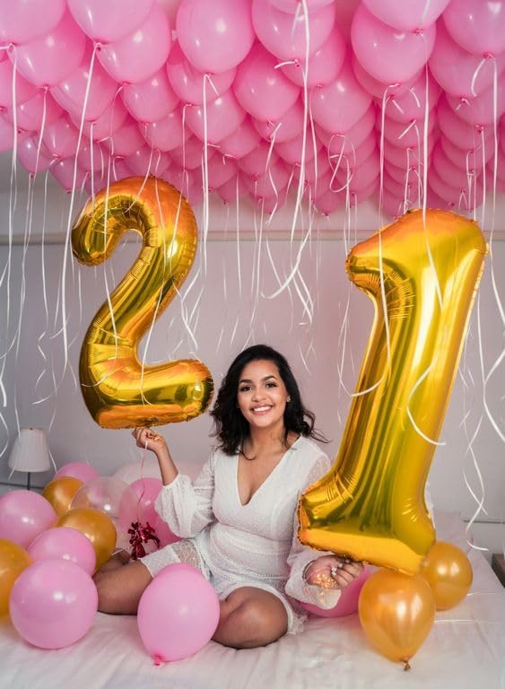 Gold Number 0 Balloon 40 Inch, 0 Balloon Numberfor 10th 20th 30th 40th 50th 60th Birthday Decorations, Gold Party Supplies for Men Women