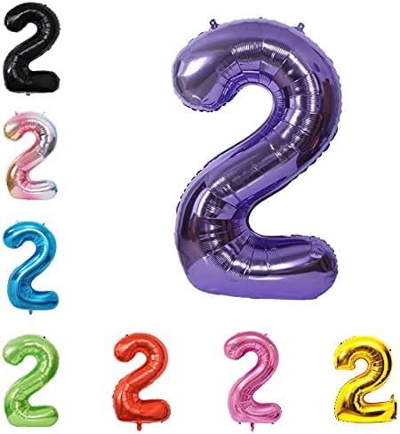 40 Inch Large Foil Helium Number Balloon Birthday Wedding Party 0-9 (Purple, 2)