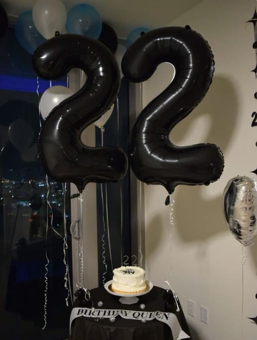 40 Inch Big Black Number 2 Balloon Birthday Decoration, Numbers 2 Helium Balloons 12 20 22 23 24 26 28 32 42 Celebration, Boy Girl Baby Anniversary Party Graduations Supplies Decorations