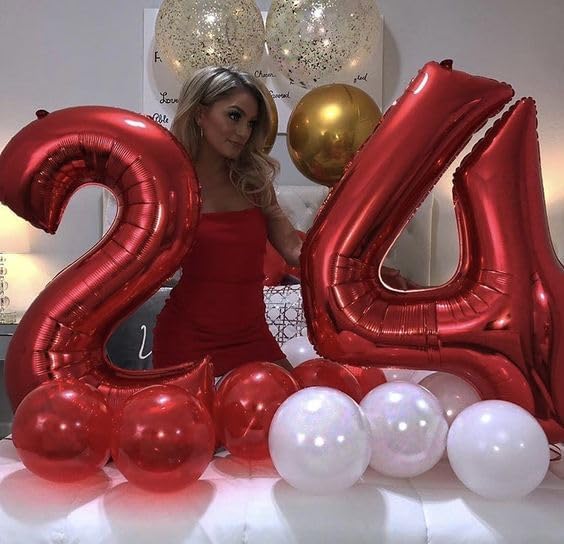 Red Number 4 Balloon 40 Inch, 4th Birthday Party Decorations for Children, Giant 4 Foil Balloon for Party Supplies