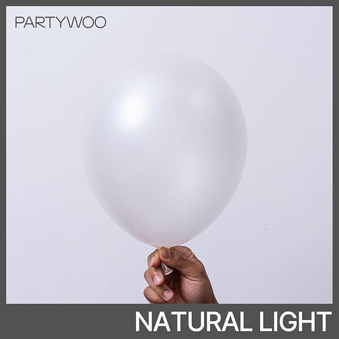 PartyWoo Pearl White Balloons 152pcs Different Sizes Pack of 18 12 10 5 Inch Metallic White Latex Balloon Arch Kit Garland for Wedding Graduation Baby Shower Birthday Party Decorations White-Z30
