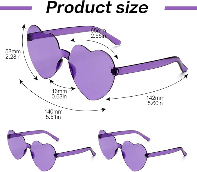 Heart Sunglasses 2 Pairs Heart Shaped Sunglasses Womens Heart Glasses Rave Sunglasses for Women Party Favors