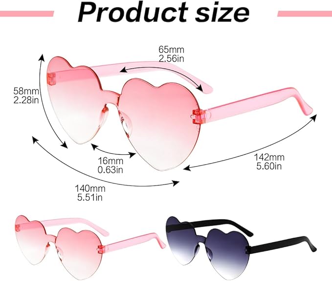 Heart Sunglasses 2 Pairs Heart Shaped Sunglasses Womens Heart Glasses Rave Sunglasses for Women Party Favors