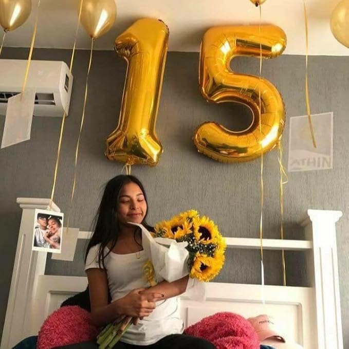 Gold Number 5 Balloon 40 Inch, 5 Balloon Number, 5th Birthday Decorations, Gold Party Supplies for Boys Girls