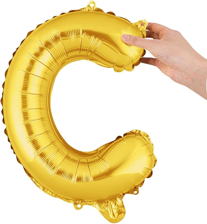 Restaurantware Balloonify 16 Inch Letter Balloon 1 Alphabet Party Balloon - Letter C Self-Sealing Gold Foil Mylar Balloon Hanging Film Decoration For Birthday Wedding Or Graduation