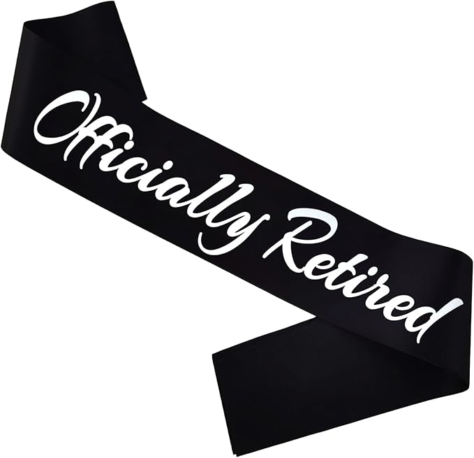 Officially Retired Sash, Reitrement Sash for Men and Women Retirement Party Decorations Supplies, Black + Silver(Officially Retired)