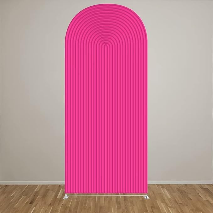 HUAYI Fuchsia Rosy Ripples Pattern Arch Backdrop Cover for Birthday Party Wedding Baby Shower Decorations Chiara Backdrops Arched Wall Frame Stands Covers Props GP-458 4ft * 7ft