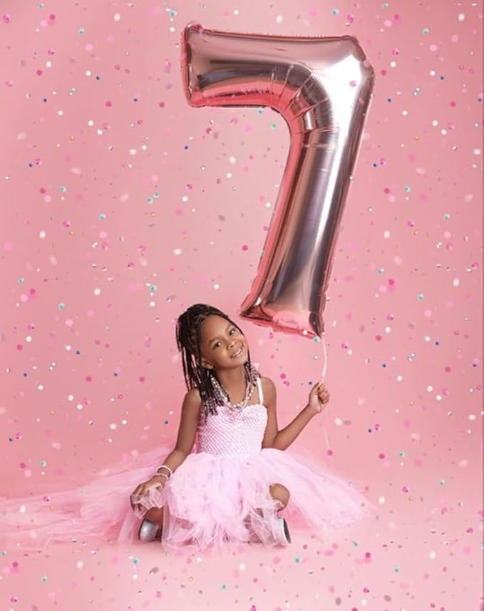 40 Inch Number 7 Balloon, 6 7 Birthday Decorations, Rose Gold Seven Birthday Decor, 7 17 27 70 Year Old Balloon Number for Engagement, Wedding, Graduations