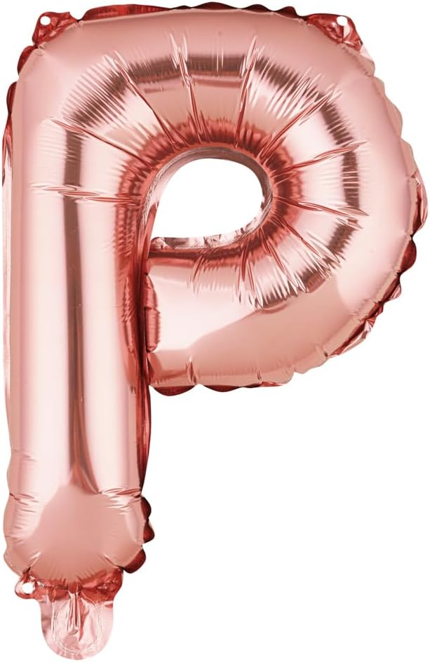 Restaurantware-Balloonify 16 Inch Letter Balloon, 1 Alphabet Party Balloon - Letter P, Self-Sealing, Rose Gold Foil Mylar Finish, Hanging Loop, Decoration For Birthday, Wedding, Or Graduation