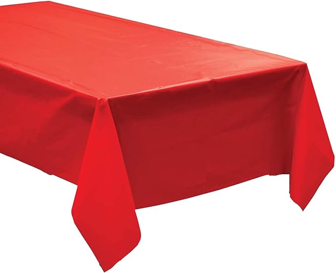 3 Pack Plastic Tablecloth Rectangle 54" X 108" Premium Disposable Table Cover for Party Birthday Wedding (Red)