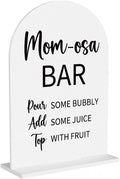 Baby in Bloom Shower Decorations, Baby Shower Sign, Newborn Gifts, Mom-Osa Bar Signs, Modern Calligraphy Arched Acrylic Table Top Signs With Stand for Birthday Party Decorations (White)