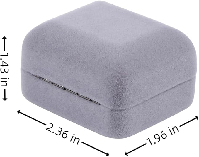 Velvet Metal Glossy with LED Jewelry Gift Box for Proposal, Engagement, Wedding - Easy to fit into Your Pocket or Handbag - Grey