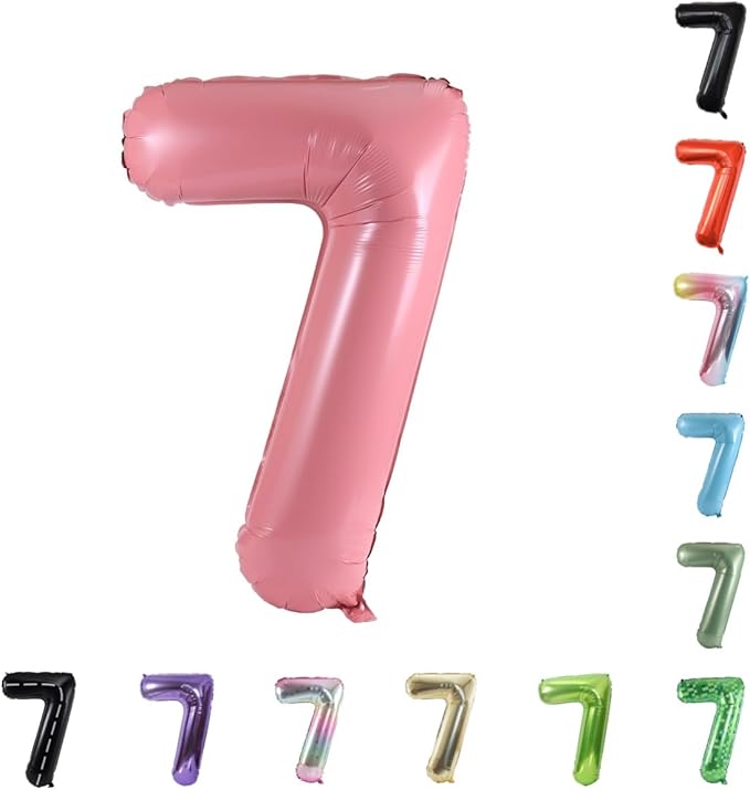 40 Inch Large Foil Helium Number Balloon Birthday Wedding Party 0-9 (Baby Pink, 7)