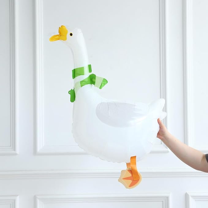 One Silly Goose Balloon Arch Kit with Walking Silly Goose and Gingham Foil Balloons for Farm Animal Goose Themed Birthday Baby Shower Decoration