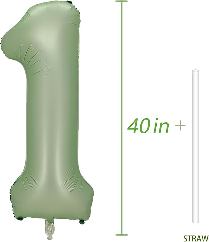 Number 1 Balloon, Large number balloons 40 inch Decor, 1st Birthday Party Decorations, Sage Green