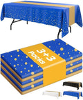 Graduation Decorations Table Cloth for Rectangle Table and Table Runner Set - 3+3 Pack, Plastic Table Cloth Disposable, Blue and Gold Tablecloth for Birthday, Wedding, Baby Shower, Christmas
