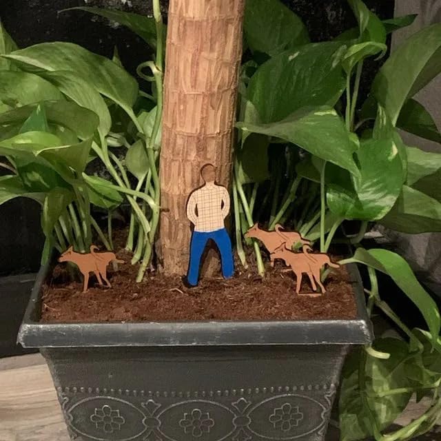 3PCS Funny Plant Pot Decor Wooden Garden Small Lawn Stakes Adornment Flower Pot Decorations