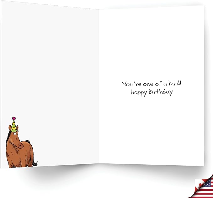 NobleWorks Funny Birthday Greeting Card with 5 x 7 Inch Envelope (1 Card) Bday Horse Hip Replacement C1770BDG