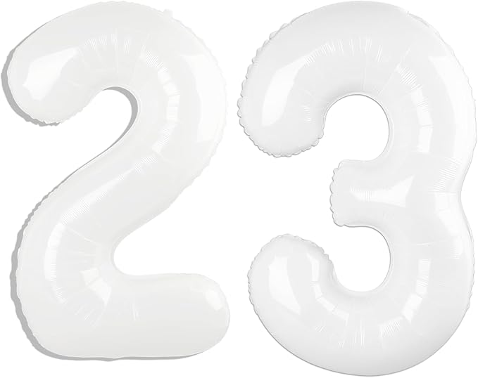 40 Inch White Number 23 Digital Balloon,Jumbo Mylar Foil Helium Balloon for 23 Balloons for Birthday Party,Wedding Anniversary Party Decorations