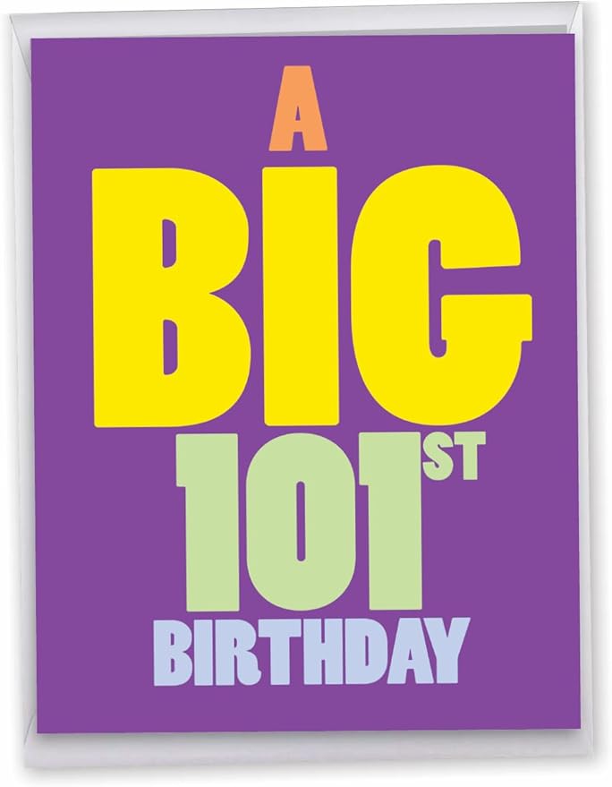 NobleWorks - 100s Milestone Birthday Card with Envelope (Letterhead 8.5 x 11 Inch), Big Year Milestone Celebration - Big 101 J9388MBG