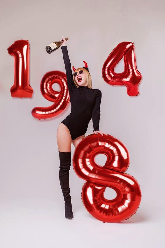 Red Number 9 Balloon 40 Inch, 9th Birthday Party Decorations for Children, Giant 9 Foil Balloon for Party Supplies