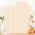 Set of 2 Wedding Arch Cover 6ft 7.2ft Beige Arch Cover Chiara Backdrop Covers Spandex Fitted Arched Stand Covers Balloon Arched Covers Stretchy Backdrop for Baby Shower Party Wedding Ceremony Decor