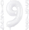 White Number Balloons 40 Inch Helium Mylar Number 9 Balloon for Birthday Party Anniversary Decoration (White, 9)