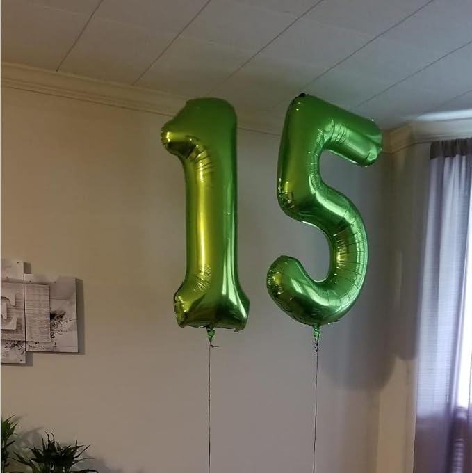 40 Inch Green Number Balloon 5, Large Number Foil Balloons Mylar for Girl Boy Birthday Party Celebration Decorations Supplies, Digital Balloons for Wedding Anniversary Events Decorations