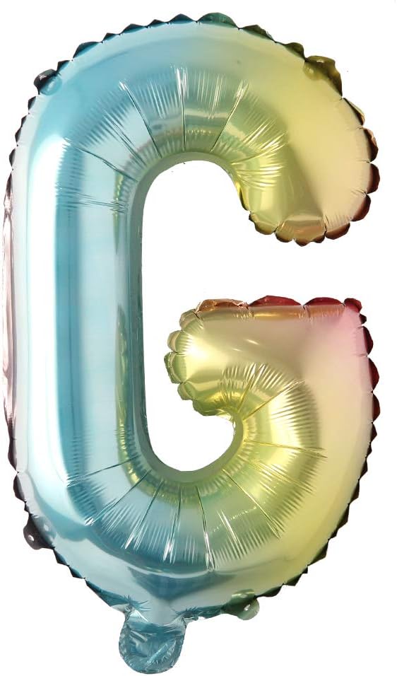 16 inch gradient rainbow Letter number balloons unicorn party foil balloon baby shower 1 birthday party decorations kids numbers Air ball (16 Inch Rainbow G)