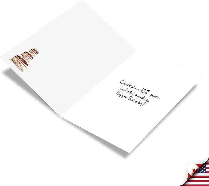 NobleWorks - Milestone Birthday Greeting Card with Envelope (4.63 x 6.75 Inch) - 102 Year Time Count C2775MBG