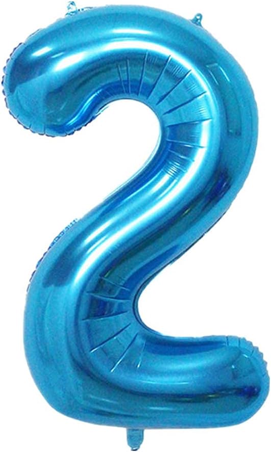 40 Inch Large Foil Helium Number Balloon Birthday Wedding Party 0-9 (Blue, 2)