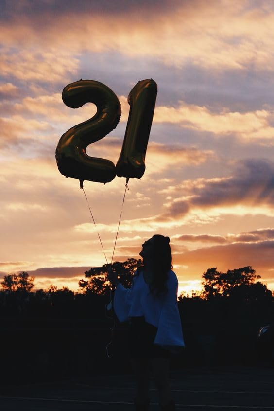 Black Number 21 Balloon 40 inch, 21 Number Balloons, 21st Black Birthday Decorations, 21 Year Old Women Men Party Supplies