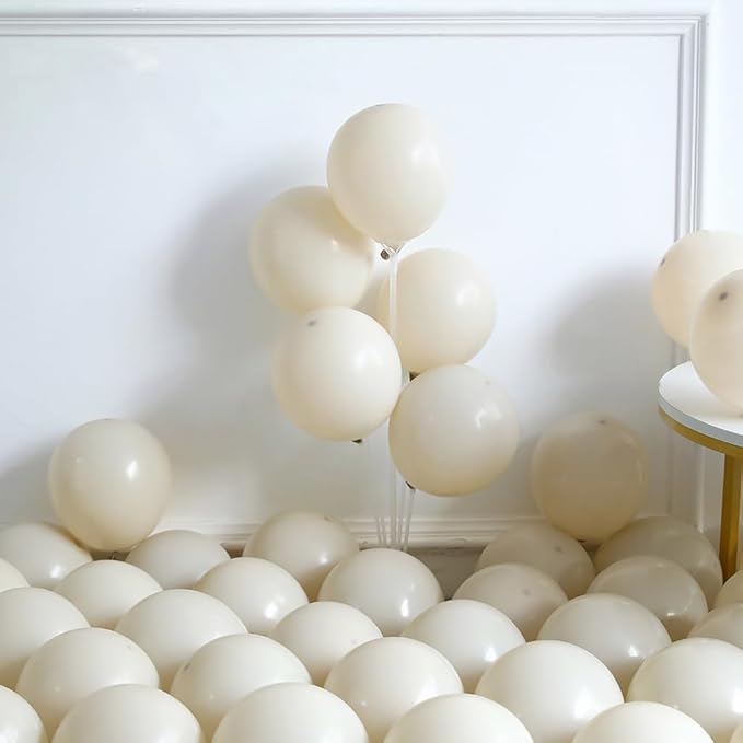 Neutral Balloon Arch Kit 148Pcs Boho Brown Sand White and Gold Latex Balloon Garland with Cream Star Foil Balloon for Nude Birthday Baby Shower Wedding Party Decorations