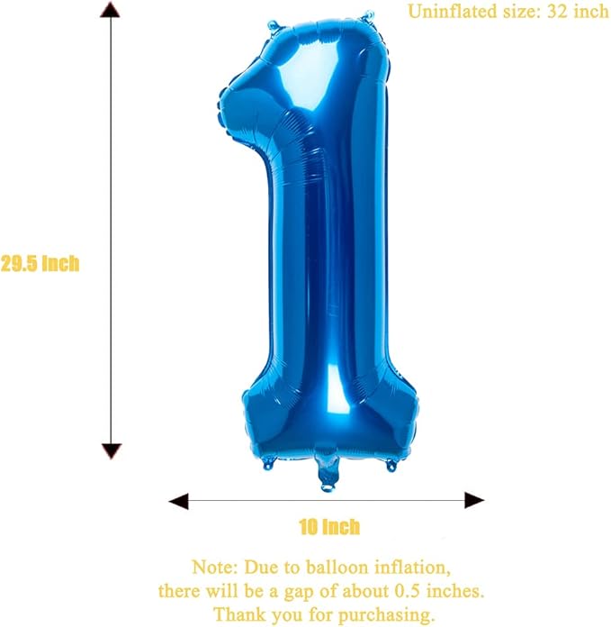 32 Inch Blue Number 1 Balloons Foil Ballon Digital Birthday Party Decoration Supplies (blue Number 1 Balloon)