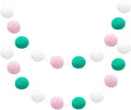 uxcell 2pcs Pom Pom Garland 6.6 Ft 30 Balls Colorful Felt Ball Garland for Wall Christmas Tree Decor Birthday Banner Easter Party Decorations, White, Light Pink, Green